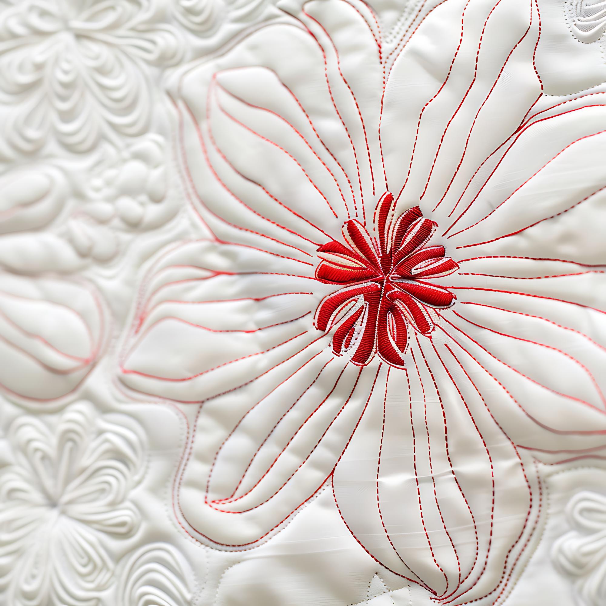Close view of satin stitch motif